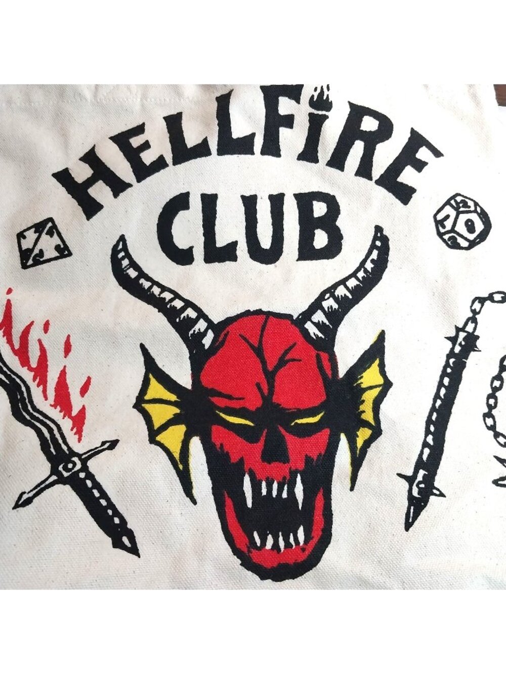 Stranger Things Hellfire Club Canvas Tote Bag Demon NWT Netflix